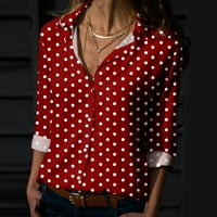 Ženska ležerna košulja Crvena ženska ženska proljetna ljeto tiskovina dugih rukava V izrez Vruća bluza