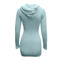 Ženska haljina Žene Čvrsto dugi rukav dvostruki džemper plavi xxl