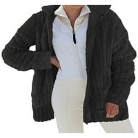 Arvbitana Žene prevelike jakne s kapuljačom Kardigan s dugim rukavima puna patentna patentna jakna Zimska