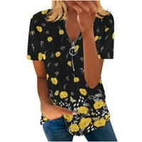 Kakina S Spring Springs za žene Plus size s kratkim rukavima patent zatvarača za ispis bluza labava