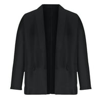 Kaputi za jaknu Žene Žene Blazer Open Front Modni rukav Poslovni rad Puffy jakna s kapuljačom Žene crna