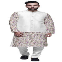 Atasi Tradicionalna muška dupion svilena kurta pidžama set sa jaknom Nehru Muškarci