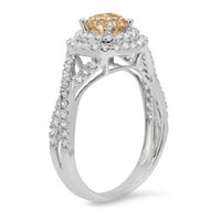1.3ct okrugli rezani šampanjac simulirani dijamant 14k bijelo zlato Angažovanje halo prstena veličine