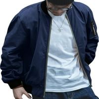 Niuer Muške jakne za jaknu Ovratnik bomberne jakne s dugim rukavama Otišana odjeća Active Zip Up Movy