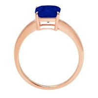 2.0ct Asscher rez plavi simulirani plavi safir 14k ružičasti ružičasti zlato graviranje godišnjica Angažovanost vjenčanog pasijansa veličine 9,5
