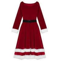 Ženske haljine s dugim rukavima meka baršunasto g. Santa Claus Božićna fantastična haljina