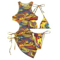 Ženski kupaći kostimi Tankeni Summer Two Set Hollow remenske crtež boje Haljina tri kupa kupanja bikini