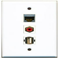 Riteav - Port RCA Crvena i luka USB A-A i lučka zaštićena mačka Ethernet zidna ploča