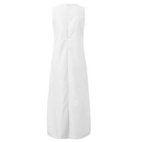 Ženske haljine Dužina gležnja kratki rukav casual a-line ispisane ljetne V-izrez haljina bijela s