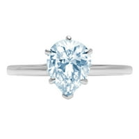 2.0ct kruška rez plavi simulirani dijamant 14k bijeli zlatni godišnjički angažman prsten veličine 9.5