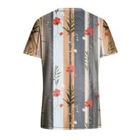 Bazyrey Womens V-izrez Ležerne prilike cvjetne bluze Ženska majica s kratkim rukavima Sive s