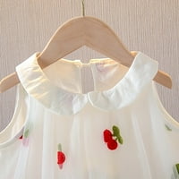 Ljetne djevojke za djevojčice Ljetna haljina bijela modna mreža Cherry Print bez rukava bez rukava odjeća