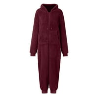 Ženski kaputi zimski umjetni dugi rukav pidžami puni boja patentni zatvarač, jaknu sa kapuljačom pajamas
