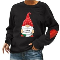 Ženska ležerna pulover Duks dame moda Sretan božićni tiskani putnički putnički bluza na dugim rukavima