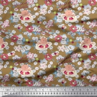 Soimoi pamučna voile tkanina cvjetna i mačka crtani dekor tkanina od tiskanog dvorišta široko