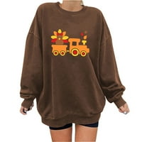 Clearsance Happy Dan zahvalnosti za žene Prevelizirani pulover od runa s dugim rukavima Slatki kamion