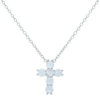 Sterling Silver Women CZ CUBIC Zirkonija simulirani dijamantski poprečni religiozni šarm ogrlica mjeri
