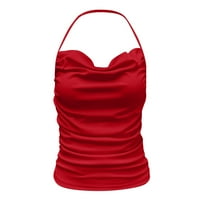 Ženski vrhovi Halter Ležerne prilike Camisole Solid Womens majice bez rukava ljeto crvena 2xl