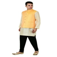 Sonakshi modni muški brokatski prsluk bandhgala svečana jakquard nehru jakna, boja: žuta, veličina: 48