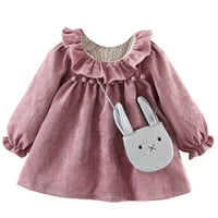 Djevojčica Djevojka haljina dojenčad i djevojački devojčica Strani stil slatka šivanja haljina s dugim rukavima + modna torba fragarn