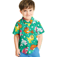 Ljetne havajske majice za muškarce i dječake Crtani Cut Ispis Šareni casual majica s kratkim rukavima na havajske majice Ljetna košulja za odrasla djeca