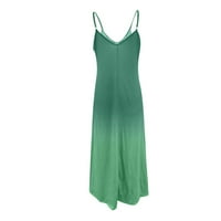 Ženske haljine bez rukava A-line dužine gležnja modni V-izrez otisnuta ljetna haljina mint zelena s