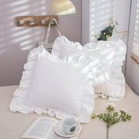 Euro jastuk - bijeli jastuk za bacanje pokriva kvadratne kašike jastuka s ruffle pamučnim šarkim šik
