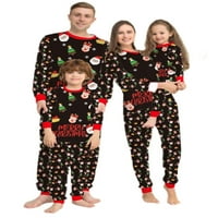 Žene Muška djeca Xmas PJS Snowflake Print Podudaranje Porodične pidžame Set mamy tata dječje meke noćne odjeće i hlače Božićni Djed Mraz Claus Ispisao ravno odjeću za spavanje crne mame l