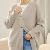 Dianli ženski kardigan otvoreni prednji preveliki gumb lagani džemperi V izrez labavi kardiganci pletena