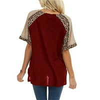 Yskkt Ljeto Ženska moda V-izrez Labavi majica Ležerne leopard tiskani kratki rukav