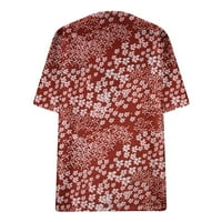Tarmeek kratki rukav plus veličine za žene Ljeto cvjetni V izrez T-majice Ležerne prilike labave fit