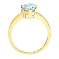 1.5ct kruška rezana prirodna švicarska plava topaz 18k žuta zlatna godišnjica angažmana prstena 9,75