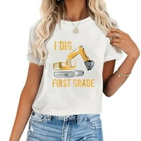 Kopajte prvog dana prvog dana natrag u školu Ženski elegantni ljetni top - jedinstveni grafički print na mekim majicama