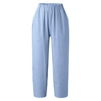 Ženske hlače Casual Solid Color Labavi džepovi Elastični struk duge pantalone za žene