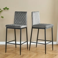 Moderni dijamantski oblikovani dizajn velvet counter visina stolica za stolice za stolice za barove, restorane, spavaća soba, set od 2, siva