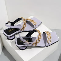 DMQupv sandale za žene Glitter Chain Visoke petene sandale Solidne boje Komforne cipele cipele sa sandale