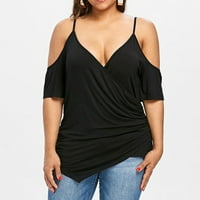 Plus size Ljeto TOP modni ženski plus veličine Izrez Asimetrični hladni ramena majica V-izrez Plus veličine