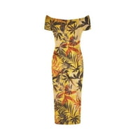 Jedna natkana haljina za olovke za žene za žene boemsko cvjetno tiskovina kratkih rukava sa kratkim