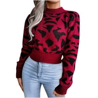 Ženski dugi rukav pleteni pleteni džemper pulover Jumper vrhovi dugih rukava izdubljeni bazi pleteni