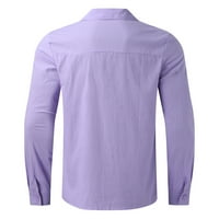 Muška majica Solid casual plus veličina labave majice, Okrenite košulju s dugim rukavima od ovratnika