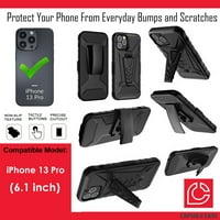 Kapsula Case Vojni slučaj Kompatibilan je s iPhone Pro [ShockOtroof Cred Kickstand Holster Clip Clean