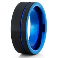Blue Tungsten Vjenčani prsten Black Tungsten Ring Golvers Ring & Women Plave Wedding Band Comfort Fit