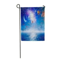 Miran nebeski šareni baloni za vrući zrak koji lete u plavom zvjezdanoj vrti za zastavu Dekorativna zastava kuće baner