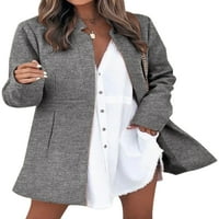 Glookwis za žene sa ovratnikom Blazer jakne srednje duljine casual kaput čvrsta boja otvorena prednja