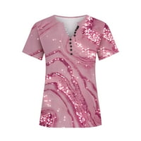 Ženski ljetni vrhovi modni V-izrez Print casual labav kratki rukav gornji majica s kratkim rukavima V-izrez