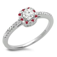 DazzlingRock kolekcija 14k okrugli rubin i bijeli dijamantski ženski prsten za brisanje halo stila,