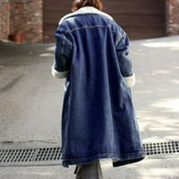 Petkort Loose ženski kaput zimski jakna s dugim rukavima topla jesen zimska jakna tamno plava, xl