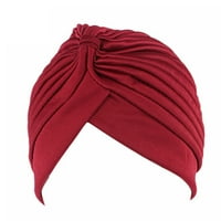 ANVAZISE TURBAN CAP Čvrsta boja križnog oblika za glavu bez pure boje Beanie Headwrap Party pribor Vino crveno