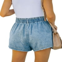 Glookwis Elastične struke kratke vruće hlače udobne mini pantalone Stretch modne dno Big džepovi Jednobojne