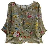 REJLUN Ženska majica za rukavu za rukave Vintage majica Bohemian Ljetni vrhovi modna plaža Tunika bluza